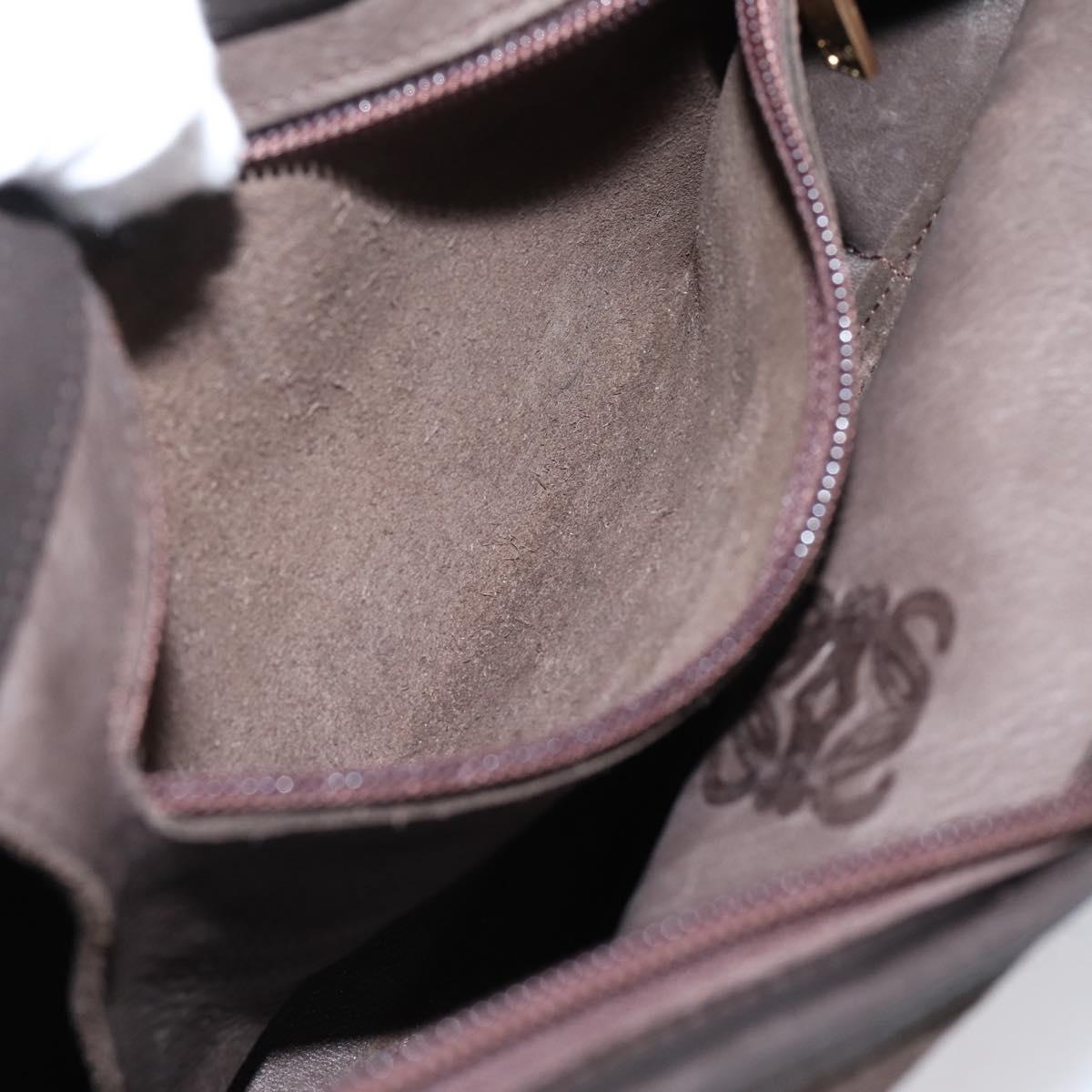 LOEWE Shoulder Bag Suede Brown Gold Tone Auth 207353V