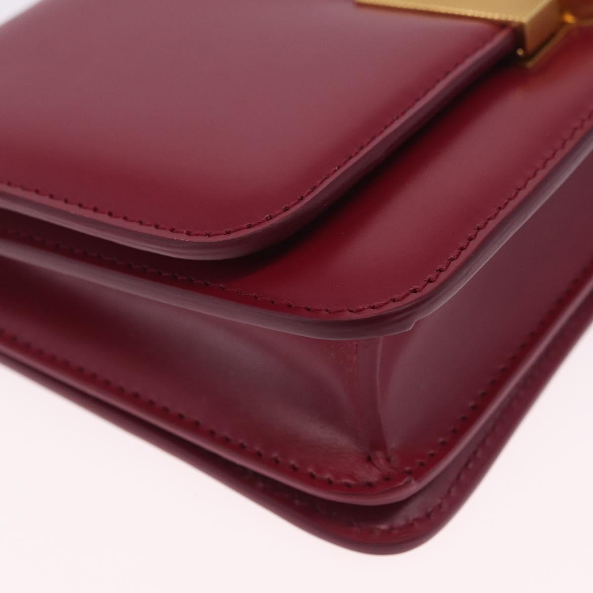 Bottega Veneta Shoulder Bag Leather Red Gold Auth 207362V