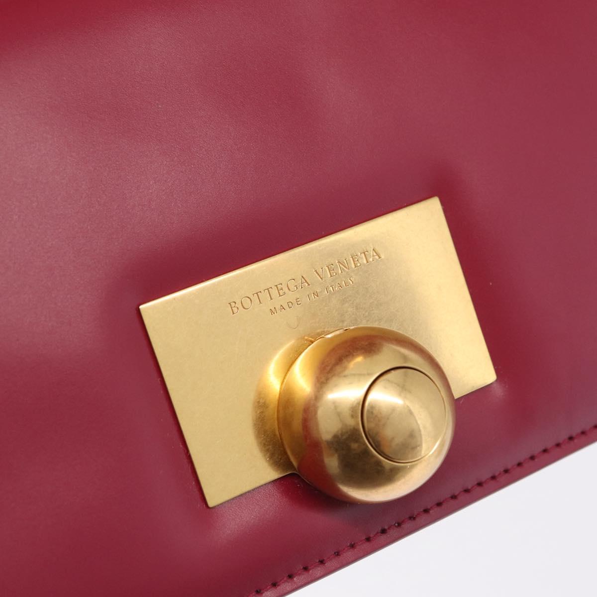 Bottega Veneta Shoulder Bag Leather Red Gold Auth 207362V