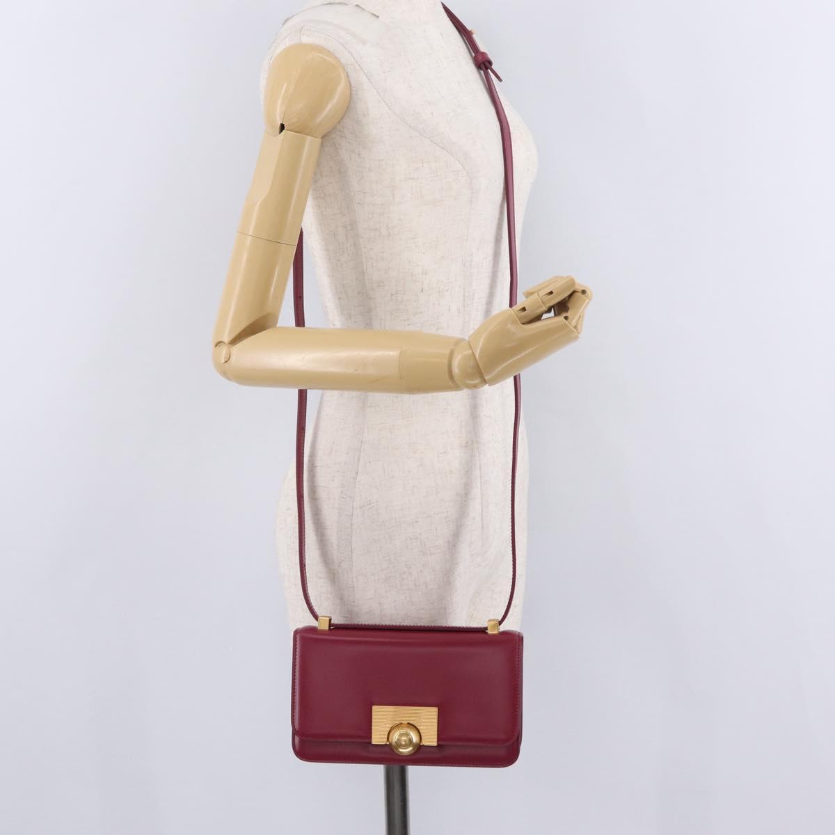 Bottega Veneta Shoulder Bag Leather Red Gold Auth 207362V