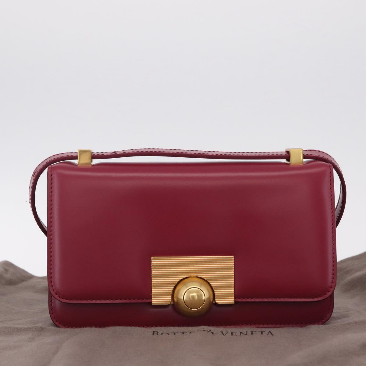 Bottega Veneta Shoulder Bag Leather Red Gold Auth 207362V