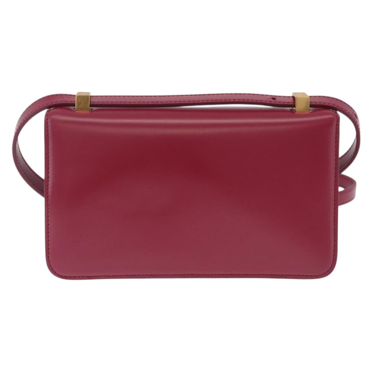 Bottega Veneta Shoulder Bag Leather Red Gold Auth 207362V