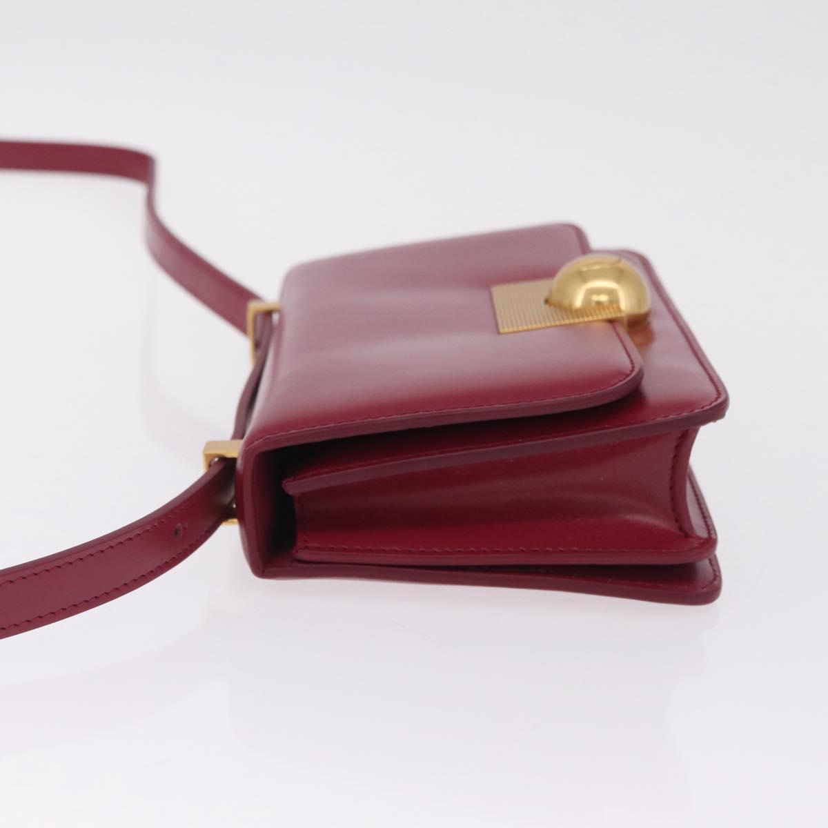 Bottega Veneta Shoulder Bag Leather Red Gold Auth 207362V