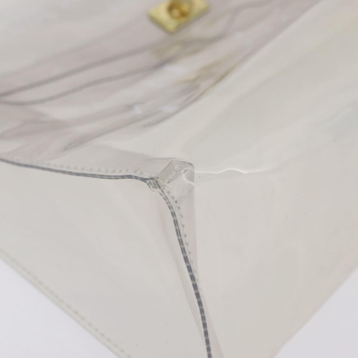 HERMES Vinyl Kelly Hand Bag Vinyl Clear Gold Auth 207368A