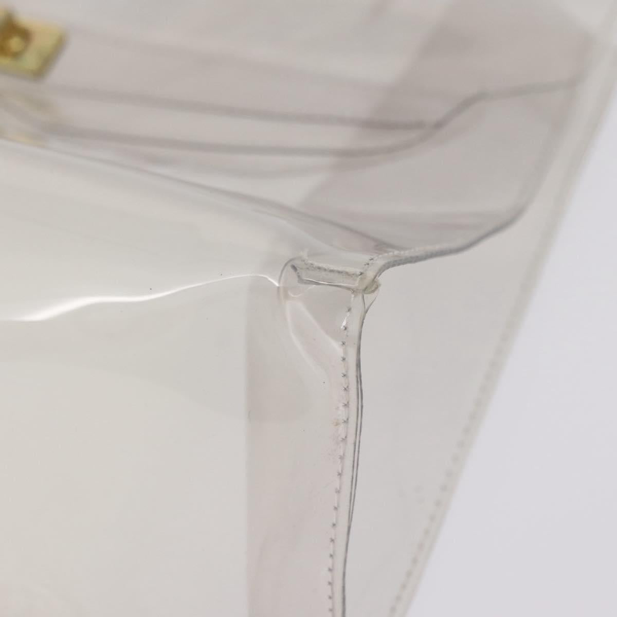 HERMES Vinyl Kelly Hand Bag Vinyl Clear Gold Auth 207368A
