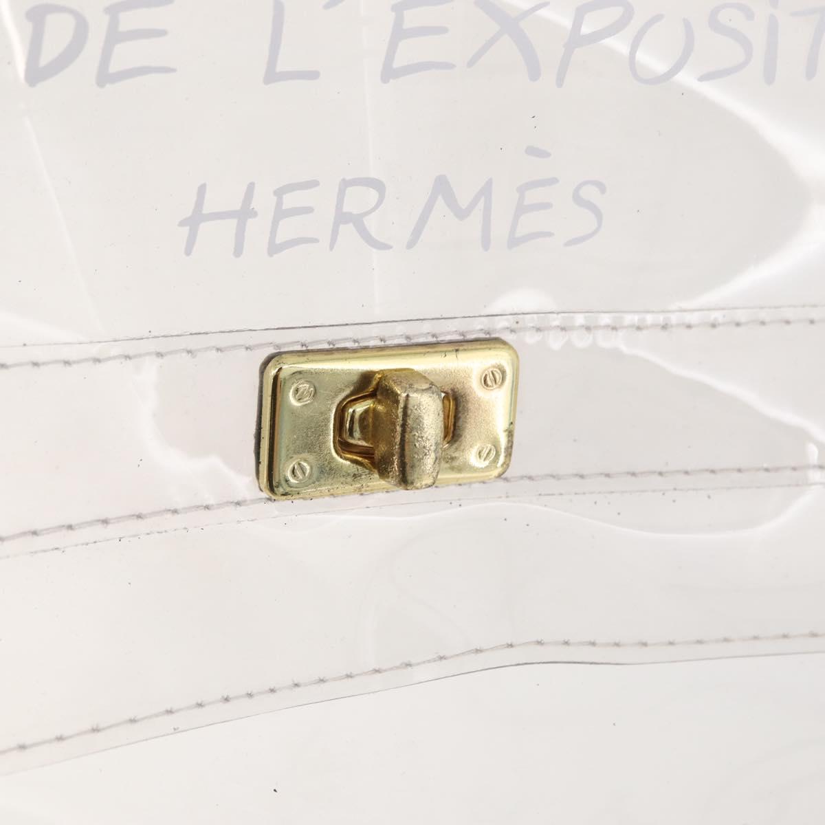 HERMES Vinyl Kelly Hand Bag Vinyl Clear Gold Auth 207368A