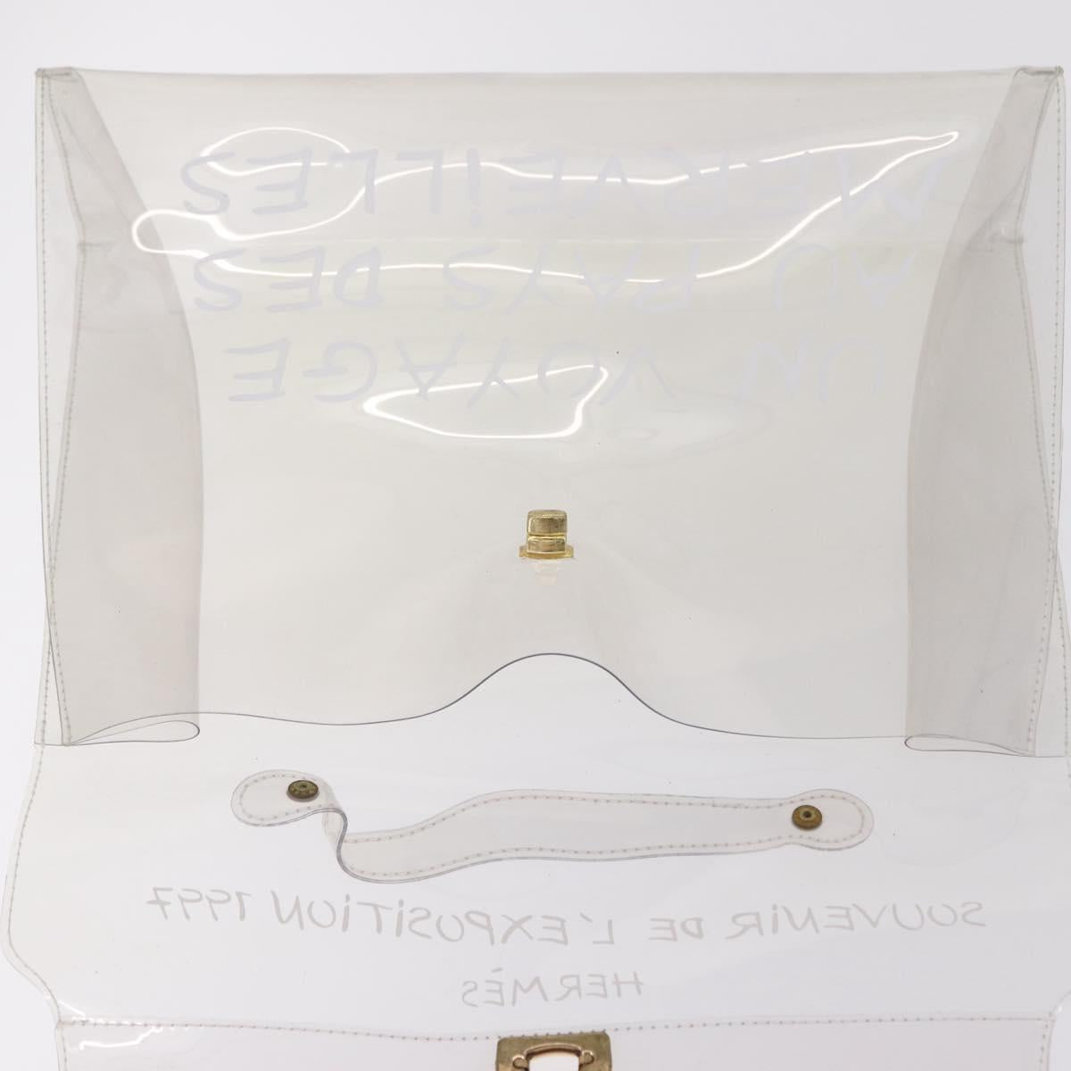 HERMES Vinyl Kelly Hand Bag Vinyl Clear Gold Auth 207368A