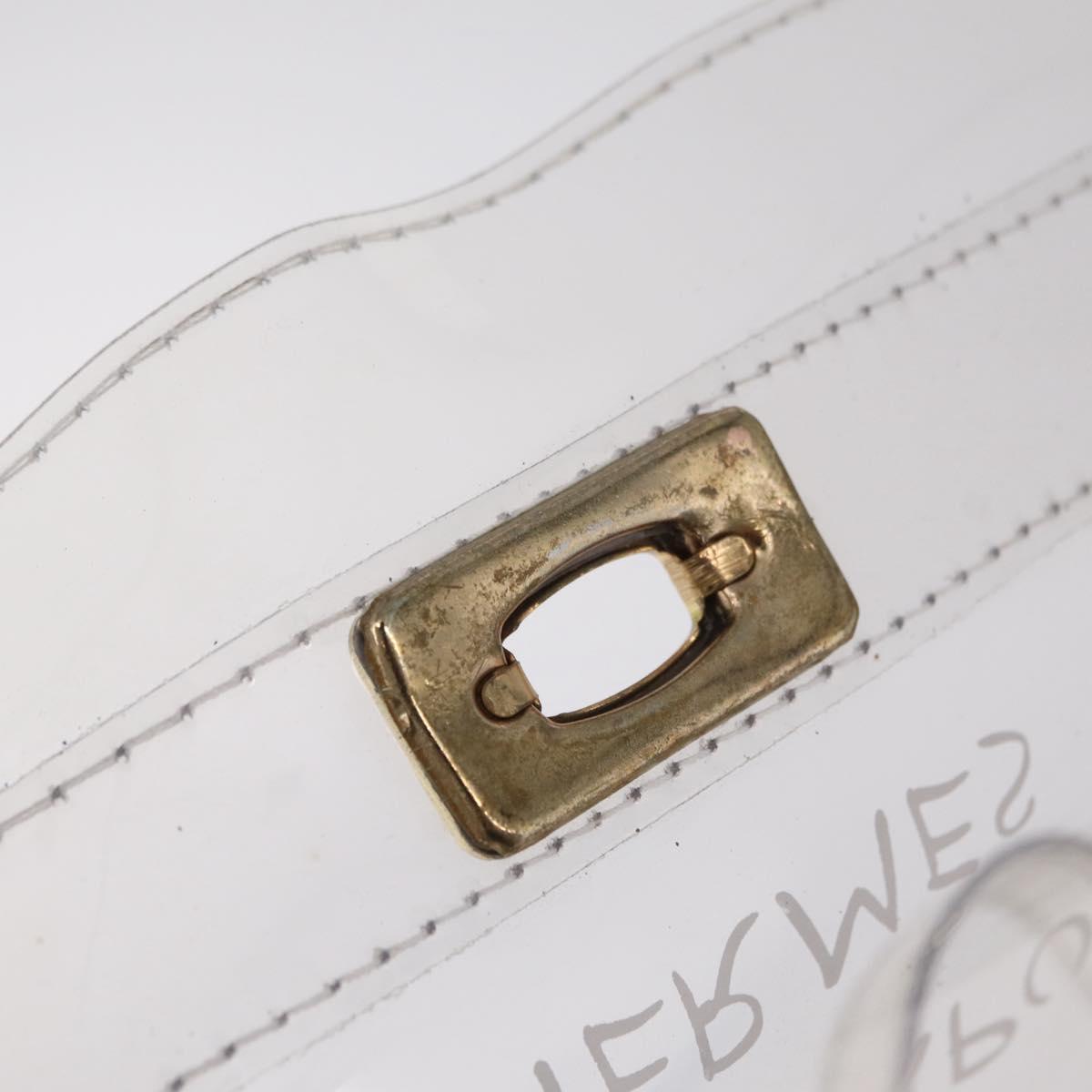 HERMES Vinyl Kelly Hand Bag Vinyl Clear Gold Auth 207368A