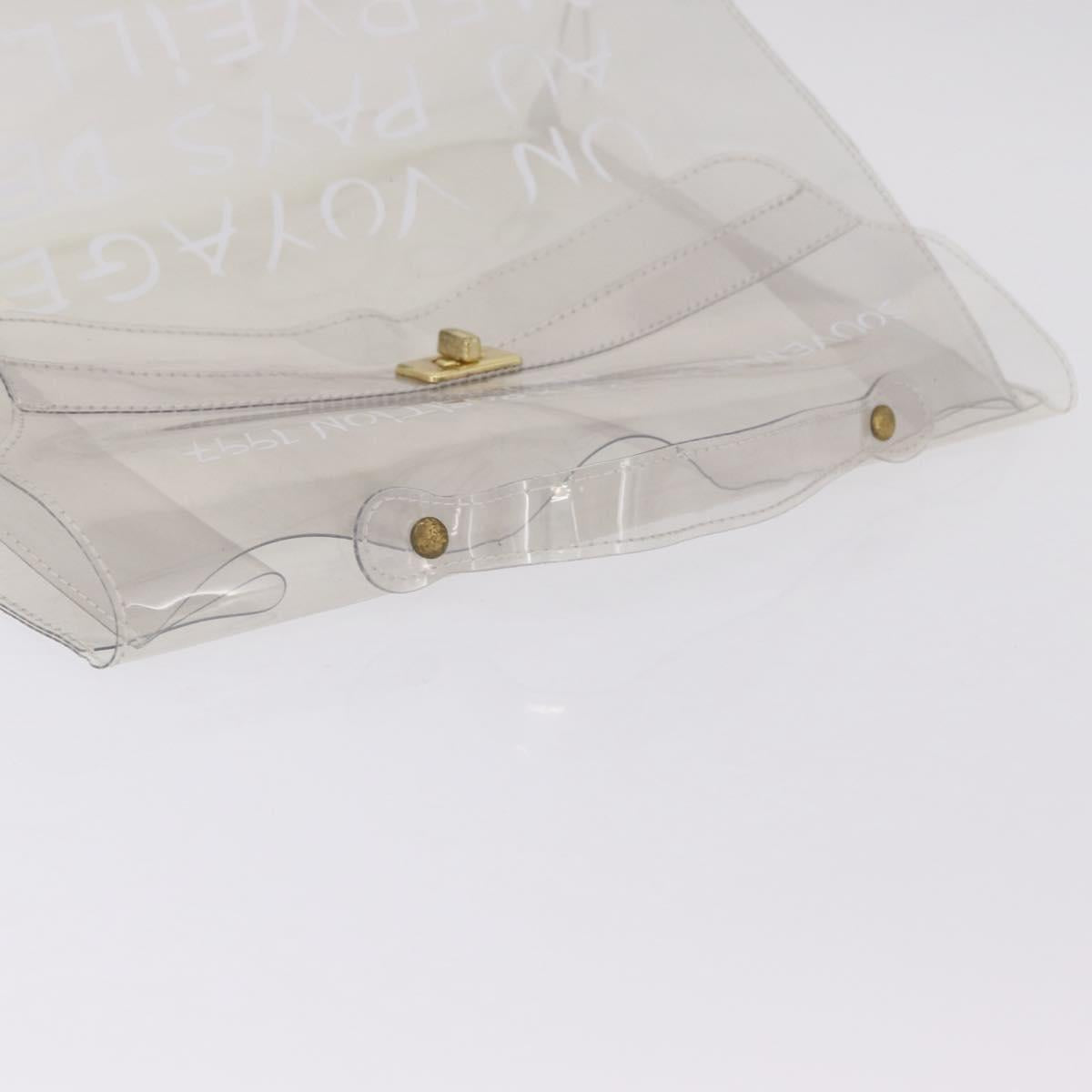 HERMES Vinyl Kelly Hand Bag Vinyl Clear Gold Auth 207368A