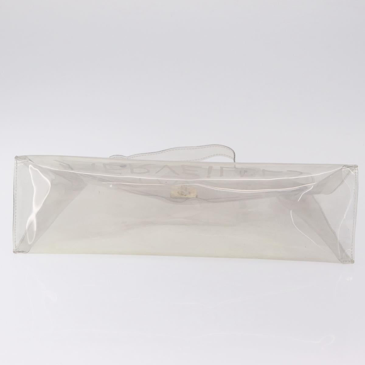 HERMES Vinyl Kelly Hand Bag Vinyl Clear Gold Auth 207368A
