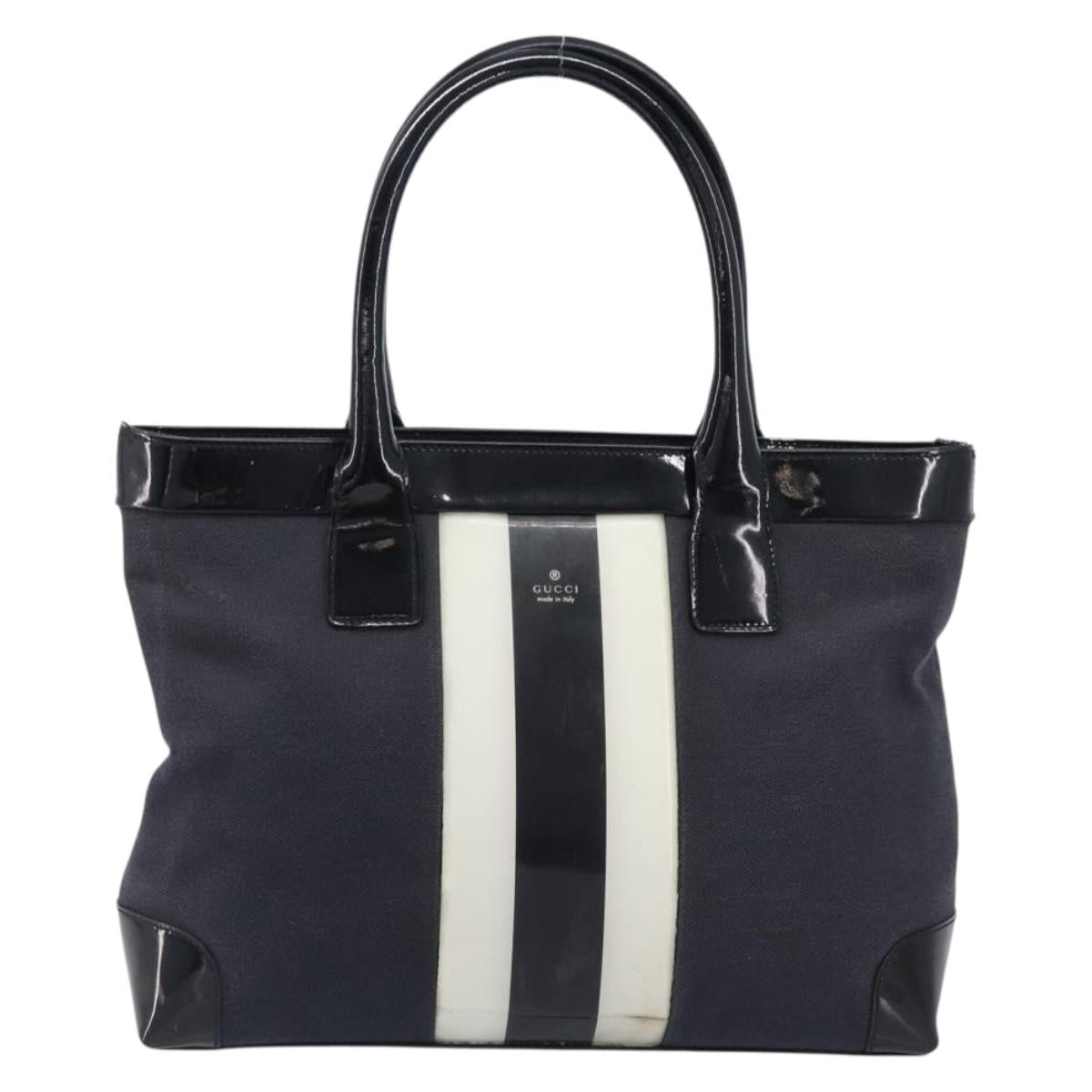 GUCCI Tote Bag Canvas Black Gold 002 1119 Auth 207412