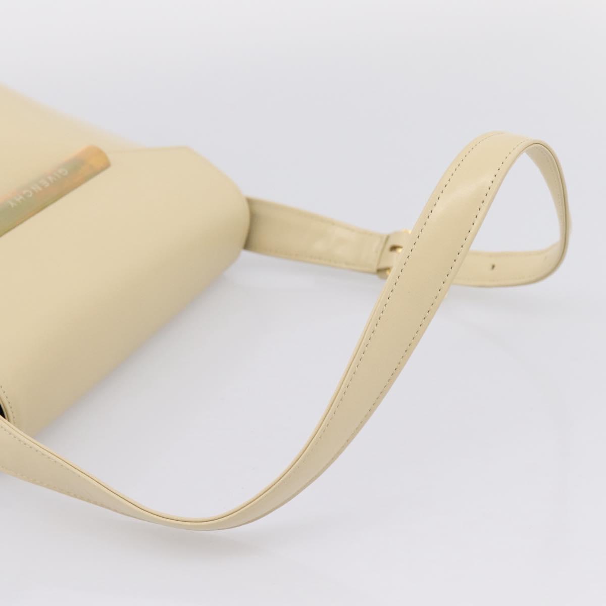 GIVENCHY Shoulder Bag Leather Ivory Gold Auth 207416