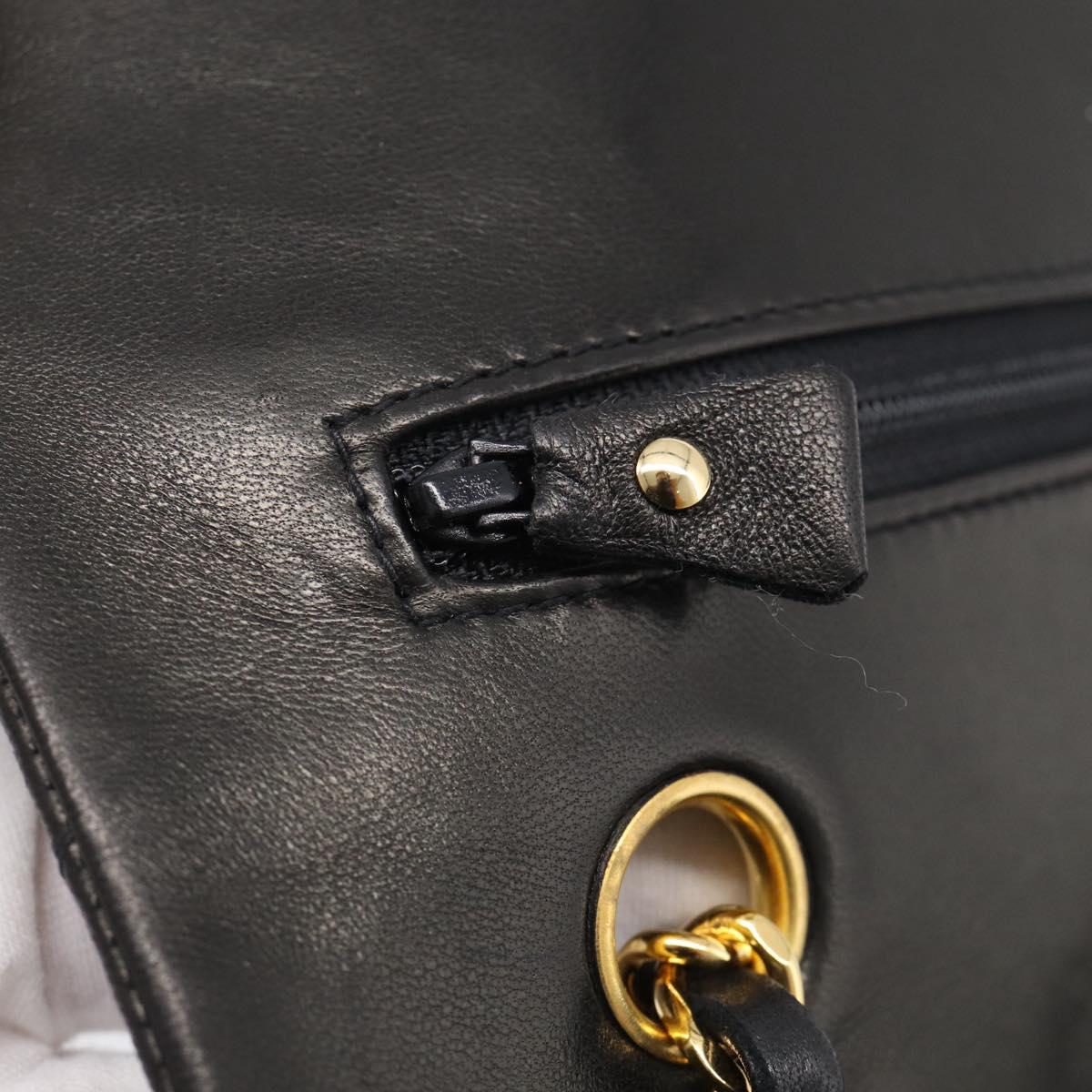 CHANEL Matelasse 25 Chain Shoulder Bag Lamb Skin Black Gold CC Auth 207421SAM