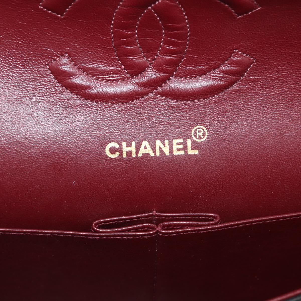 CHANEL Matelasse 25 Chain Shoulder Bag Lamb Skin Black Gold CC Auth 207421SAM