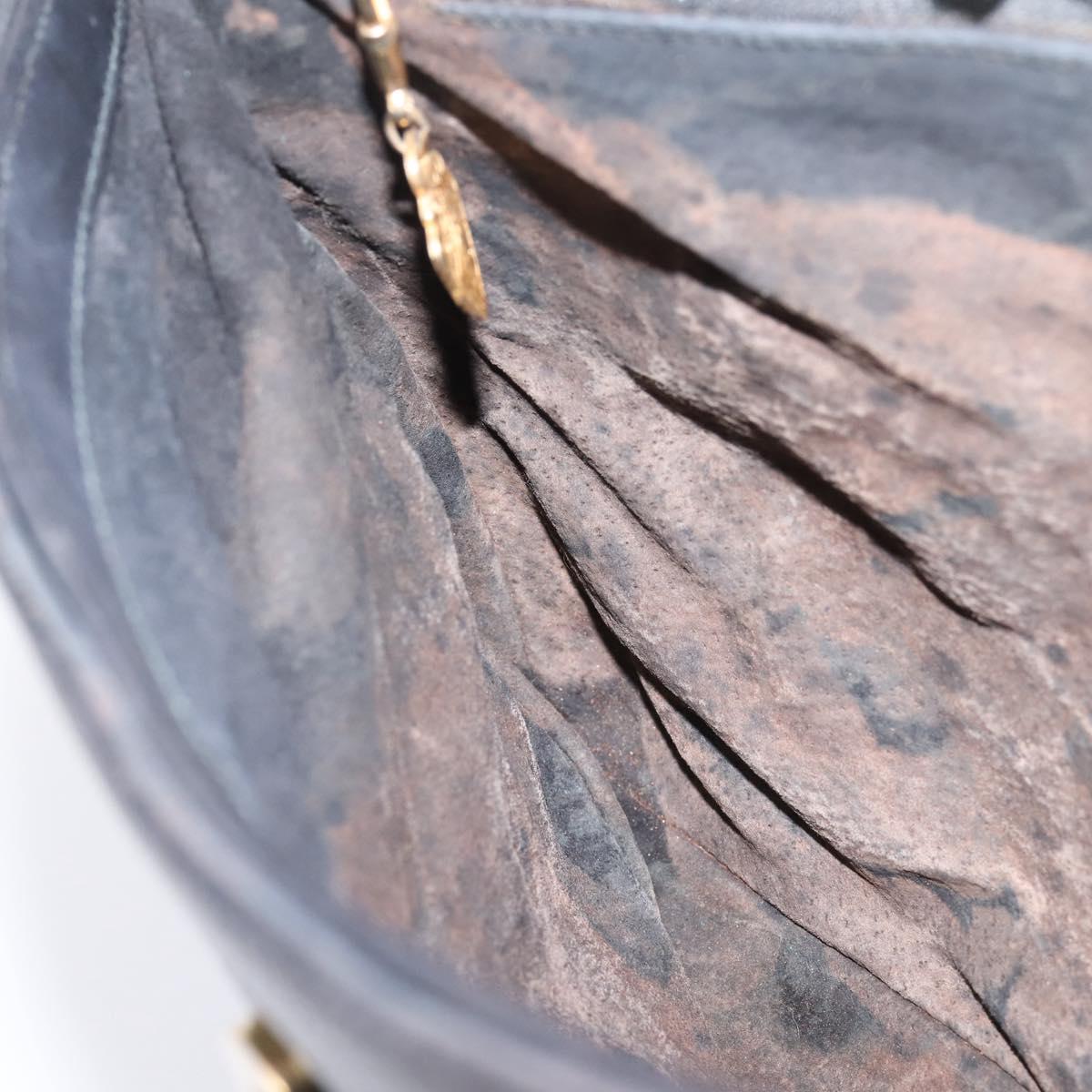 GUCCI Shoulder Bag Leather Black Gold Auth 207435