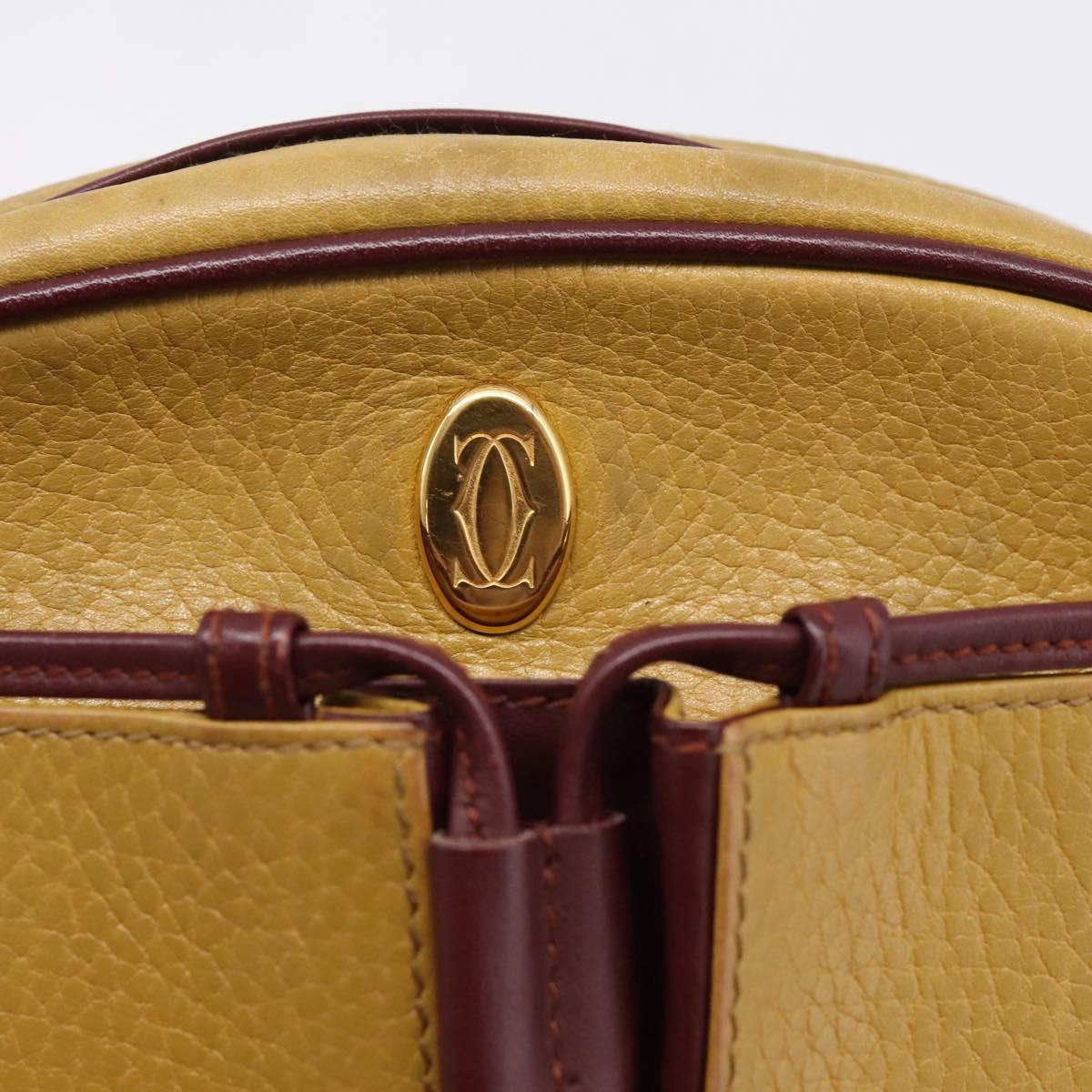 Cartier Must Line Trinity Shoulder Bag Leather Beige Gold Auth 207443