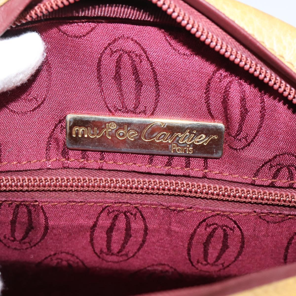 Cartier Must Line Trinity Shoulder Bag Leather Beige Gold Auth 207443