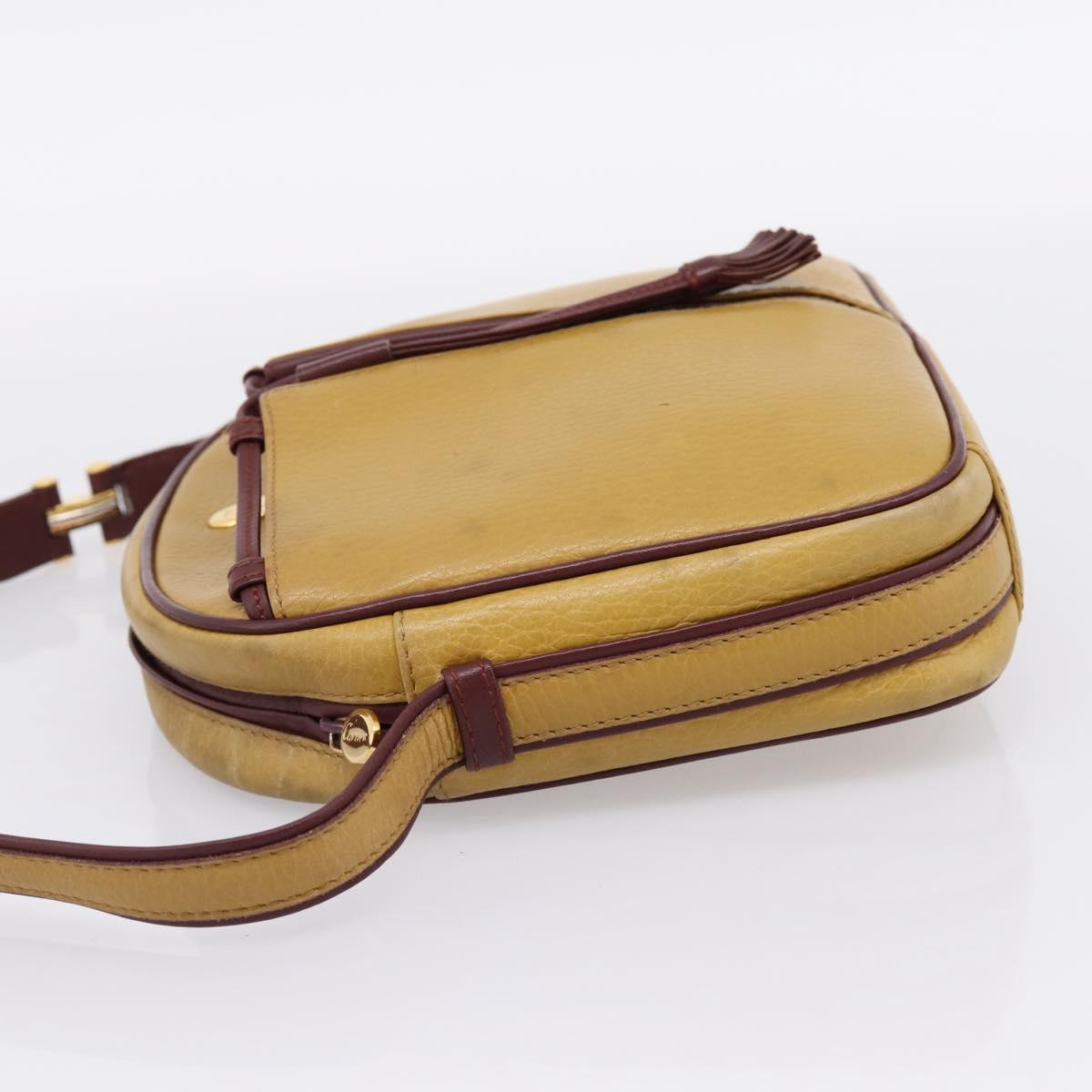 Cartier Must Line Trinity Shoulder Bag Leather Beige Gold Auth 207443
