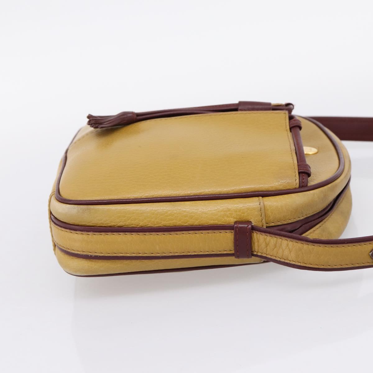 Cartier Must Line Trinity Shoulder Bag Leather Beige Gold Auth 207443