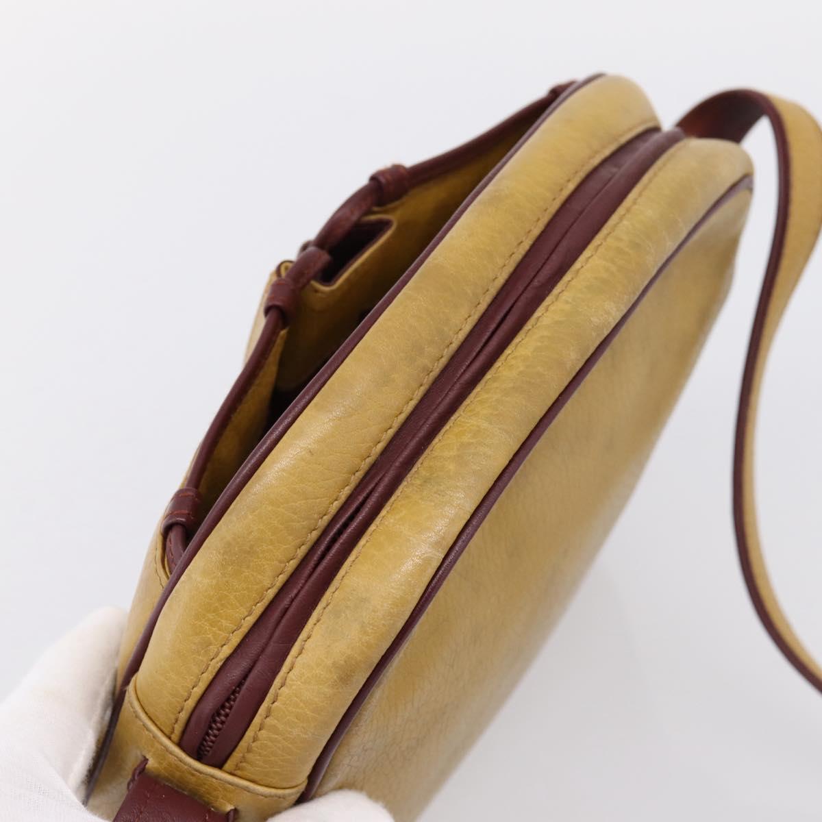 Cartier Must Line Trinity Shoulder Bag Leather Beige Gold Auth 207443