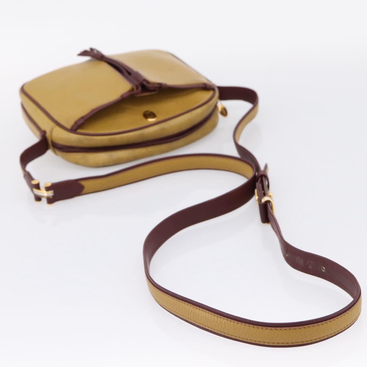 Cartier Must Line Trinity Shoulder Bag Leather Beige Gold Auth 207443