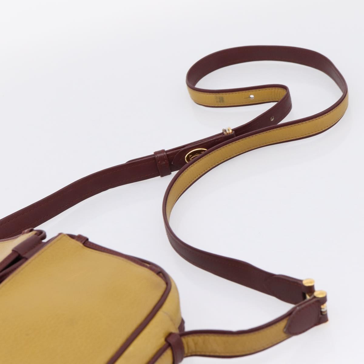 Cartier Must Line Trinity Shoulder Bag Leather Beige Gold Auth 207443
