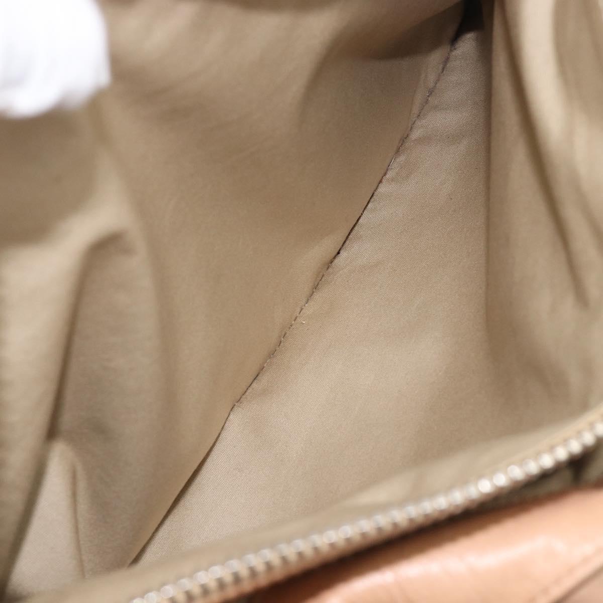CELINE Tote Bag Leather Beige Silver Auth 207461A
