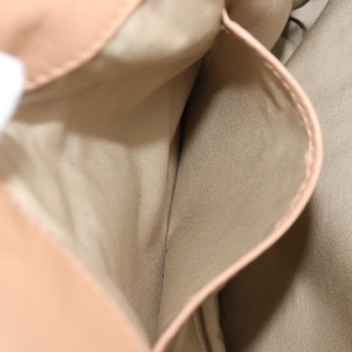CELINE Tote Bag Leather Beige Silver Auth 207461A