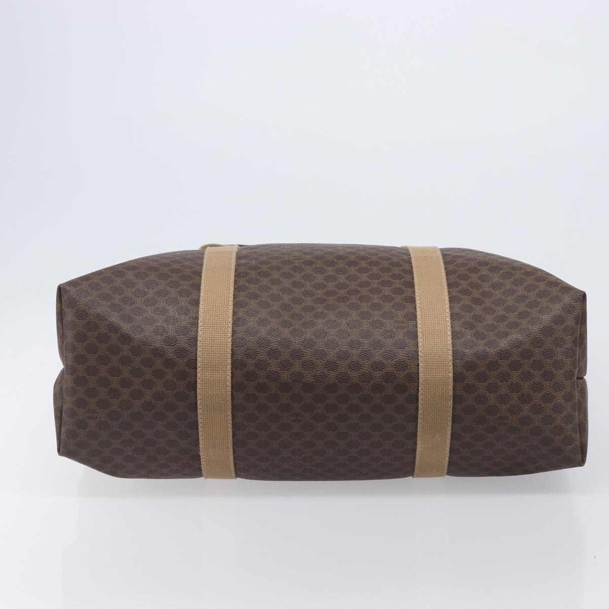 CELINE Macadam Canvas Tote Bag PVC Leather Brown Gold Auth 207464