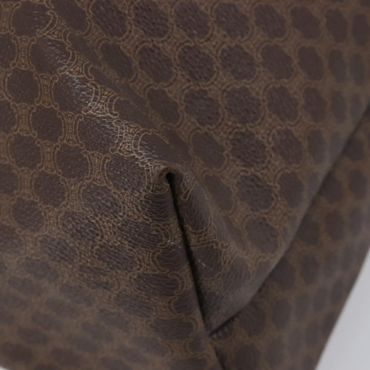 CELINE Macadam Canvas Tote Bag PVC Leather Brown Gold Auth 207464