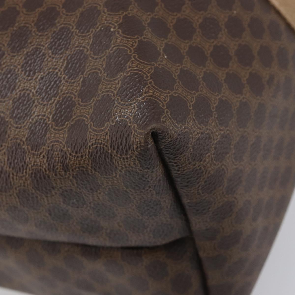 CELINE Macadam Canvas Tote Bag PVC Leather Brown Gold Auth 207464