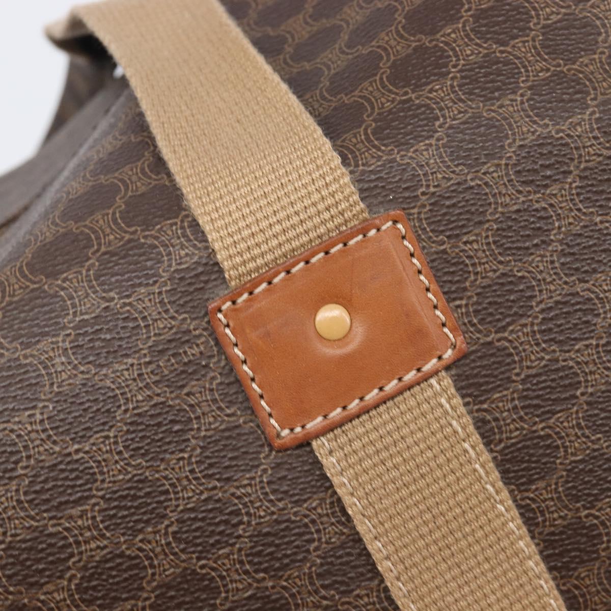 CELINE Macadam Canvas Tote Bag PVC Leather Brown Gold Auth 207464