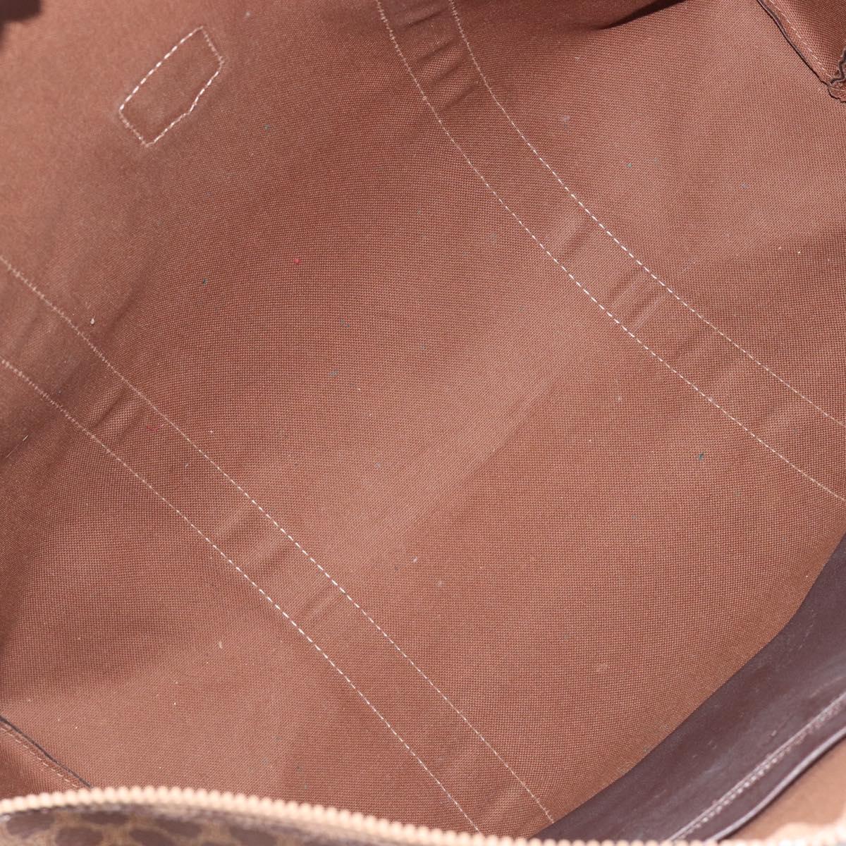 CELINE Macadam Canvas Tote Bag PVC Leather Brown Gold Auth 207464