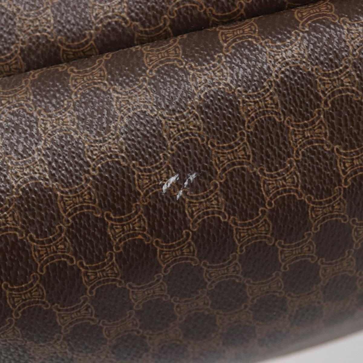 CELINE Macadam Canvas Tote Bag PVC Leather Brown Gold Auth 207464