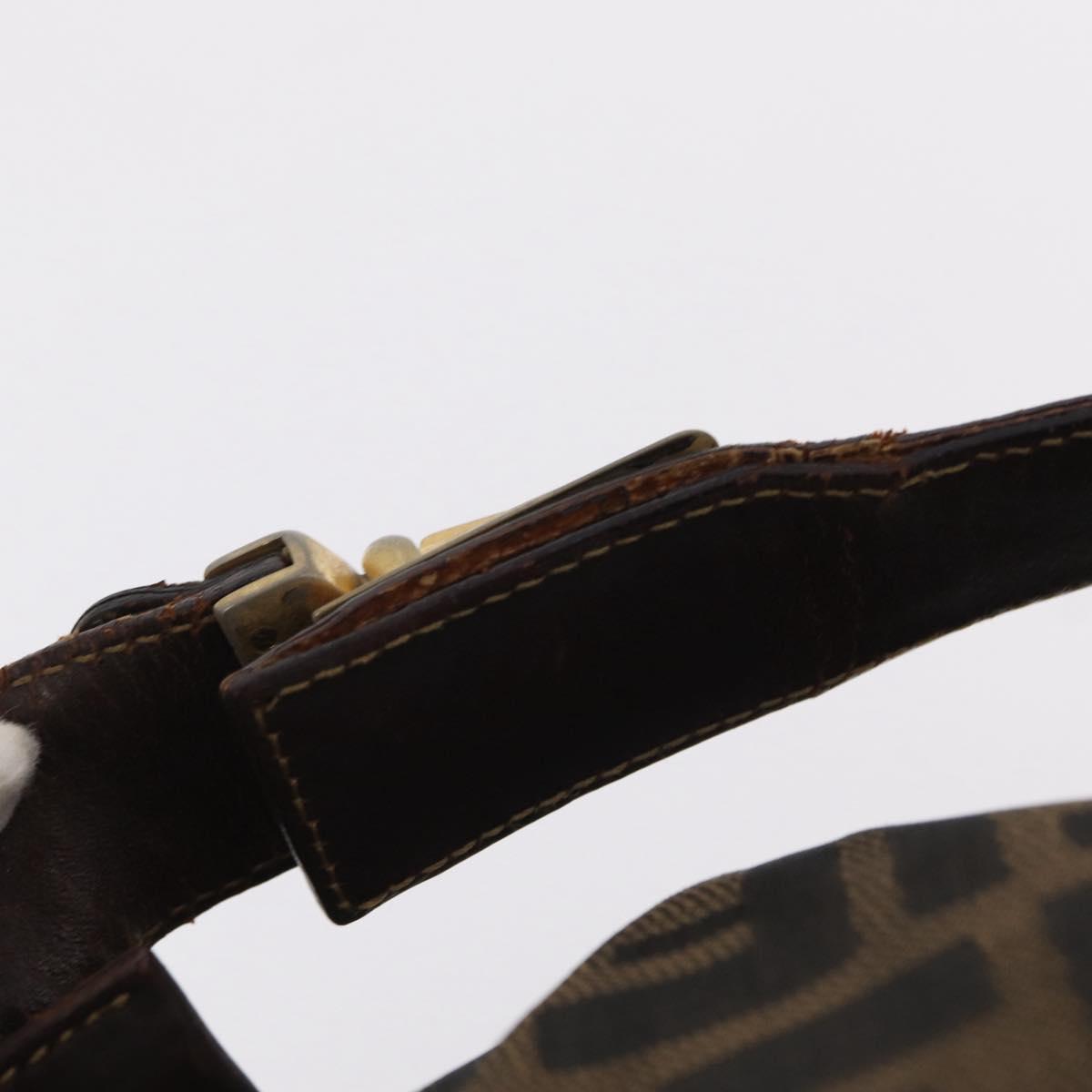 FENDI Zucca Canvas Vanity Hand Bag Black Brown Auth 207467