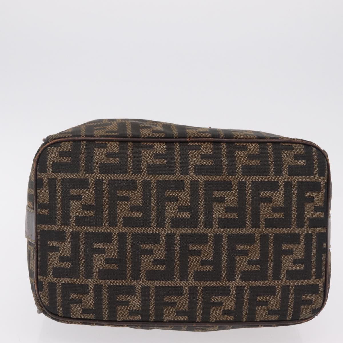 FENDI Zucca Canvas Vanity Hand Bag Black Brown Auth 207467
