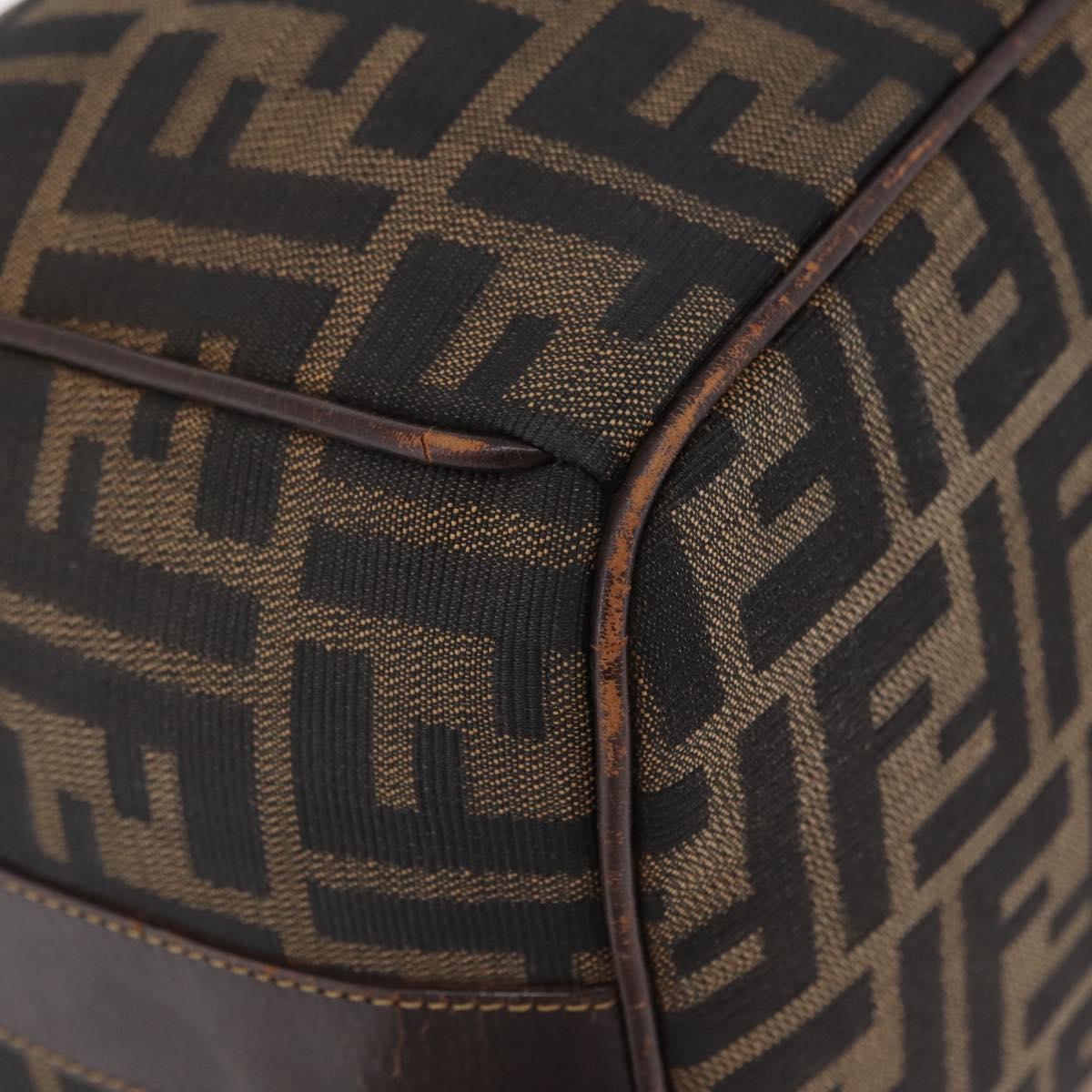 FENDI Zucca Canvas Vanity Hand Bag Black Brown Auth 207467