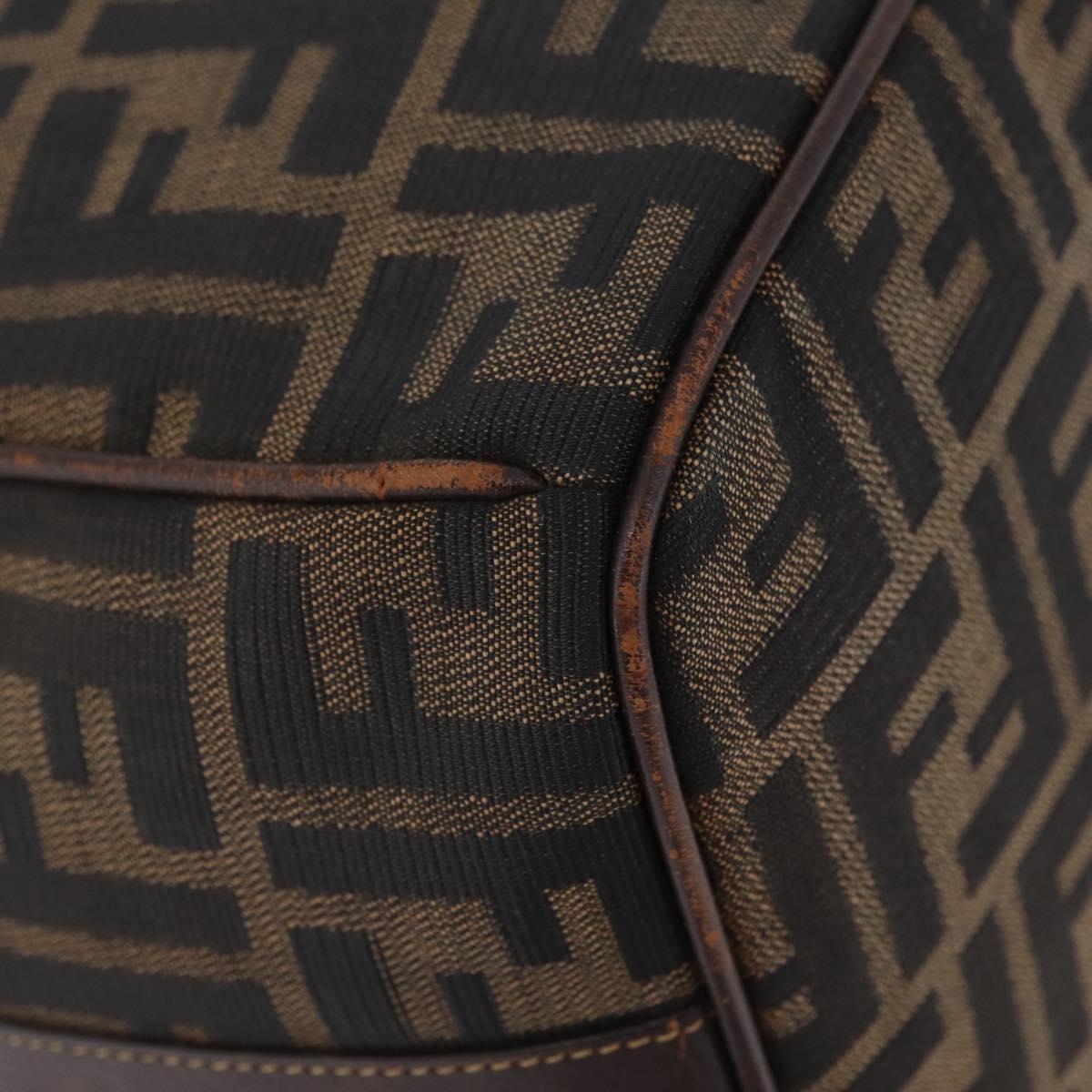 FENDI Zucca Canvas Vanity Hand Bag Black Brown Auth 207467