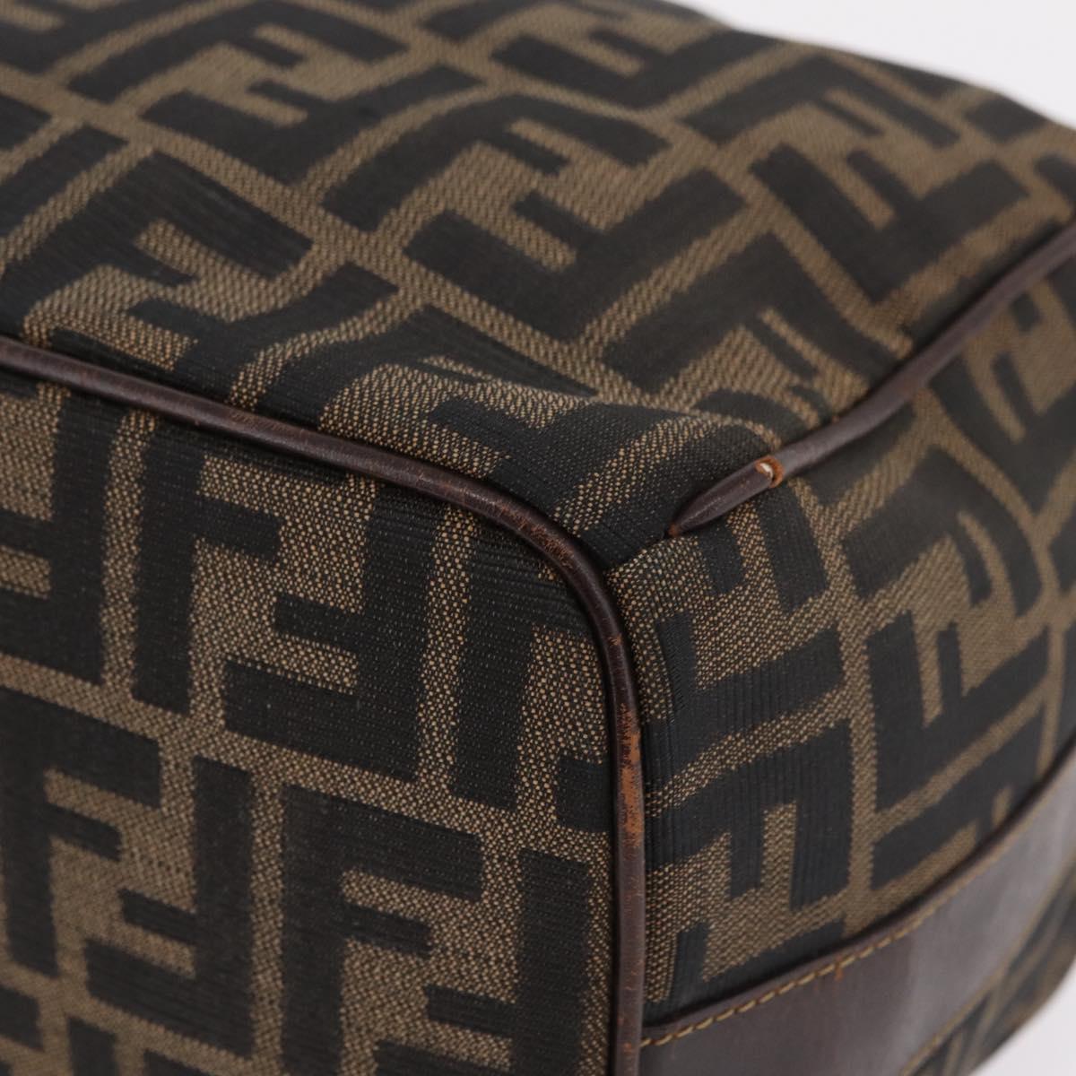 FENDI Zucca Canvas Vanity Hand Bag Black Brown Auth 207467