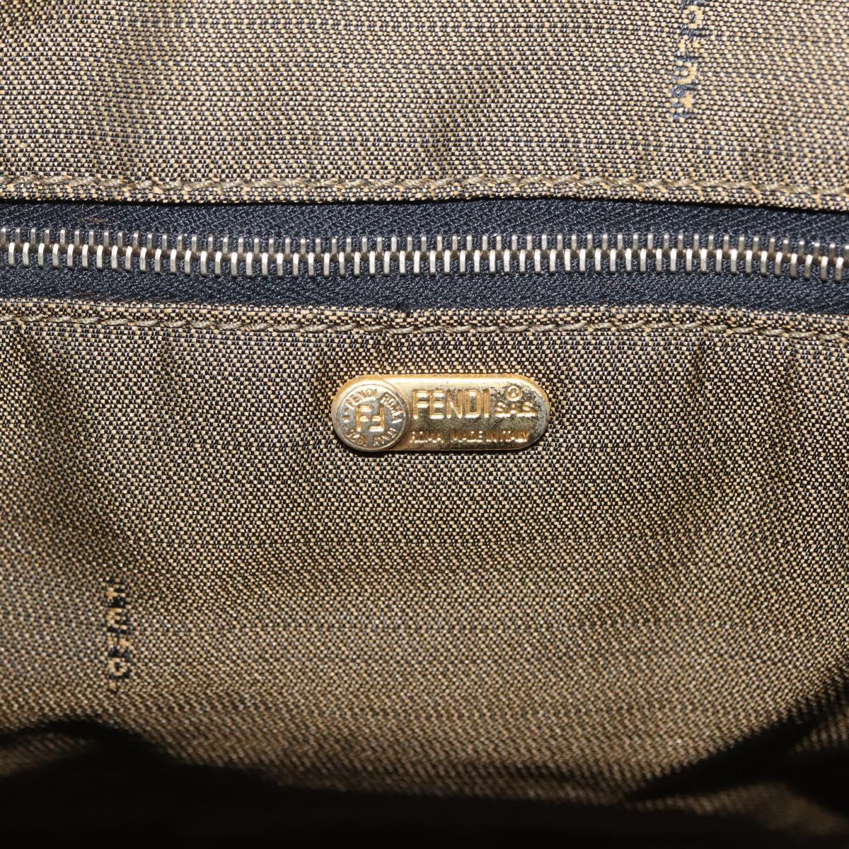 FENDI Zucca Canvas Vanity Hand Bag Black Brown Auth 207467