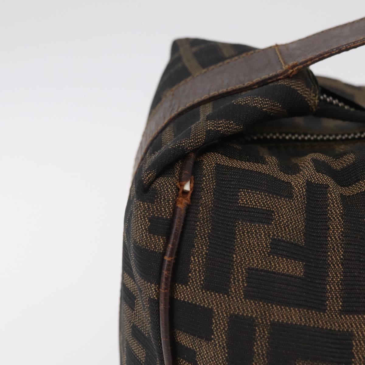 FENDI Zucca Canvas Vanity Hand Bag Black Brown Auth 207467