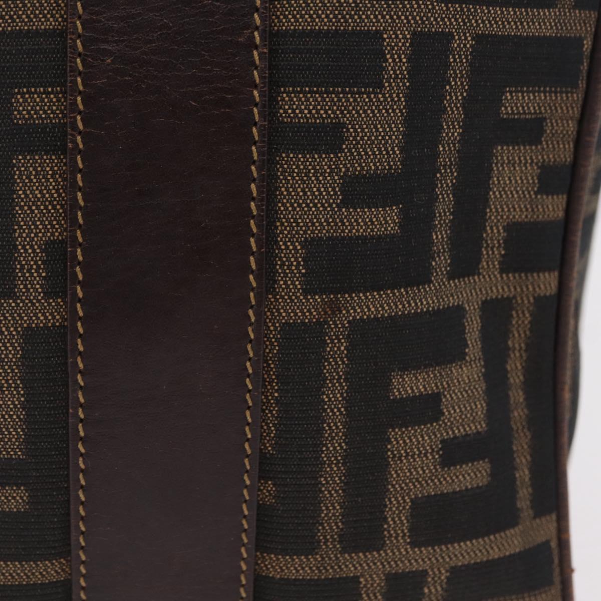 FENDI Zucca Canvas Vanity Hand Bag Black Brown Auth 207467