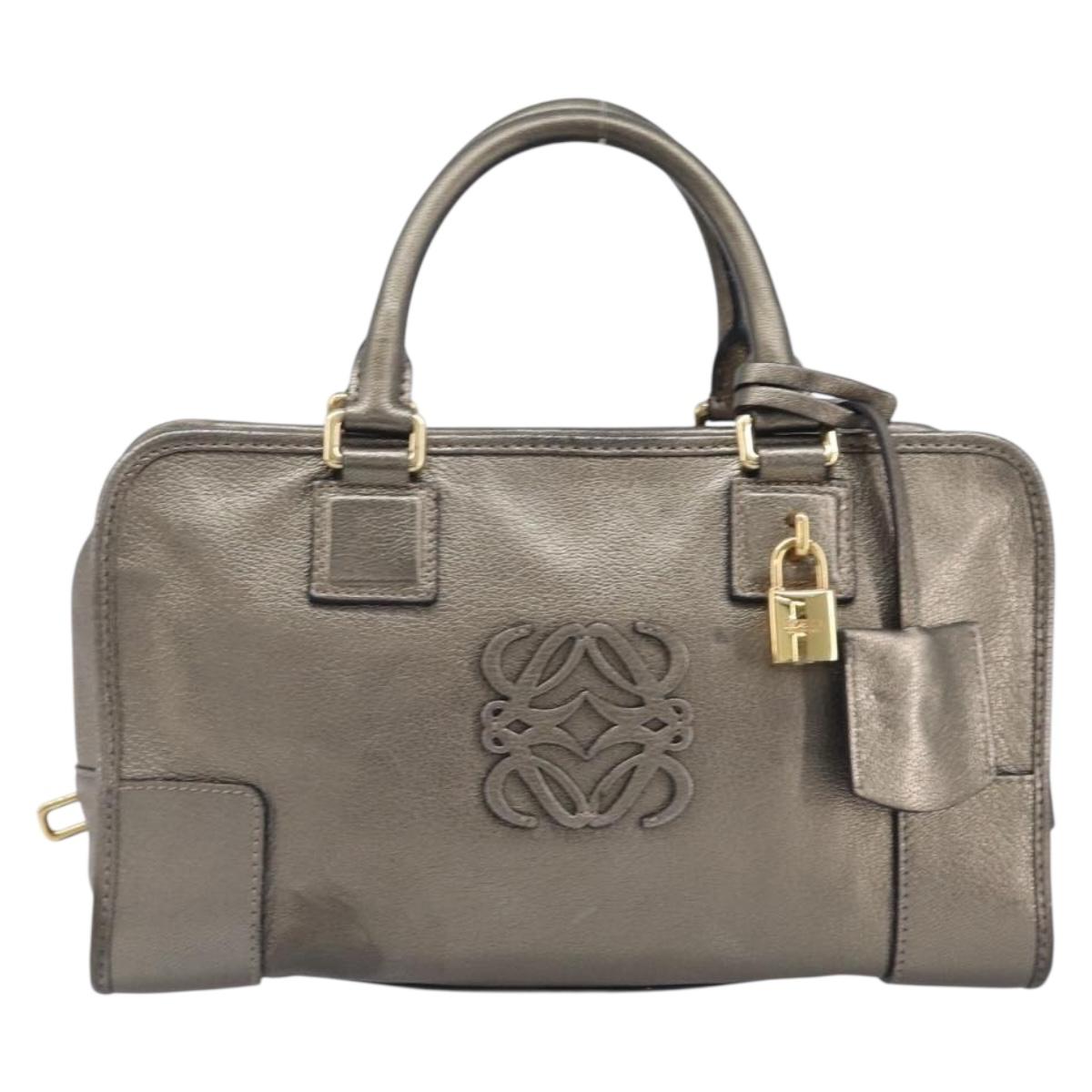 LOEWE Amazona 28 Hand Bag Leather Gold Auth 207475V