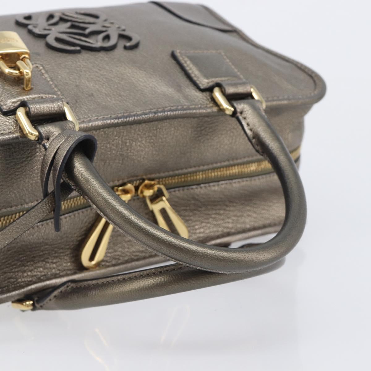 LOEWE Amazona 28 Hand Bag Leather Gold Auth 207475V