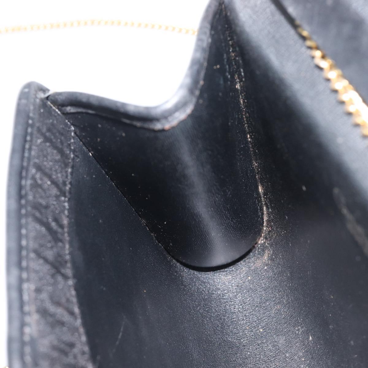 Christian Dior Trotter Canvas Chain Shoulder Bag Black Gold Auth 207478A