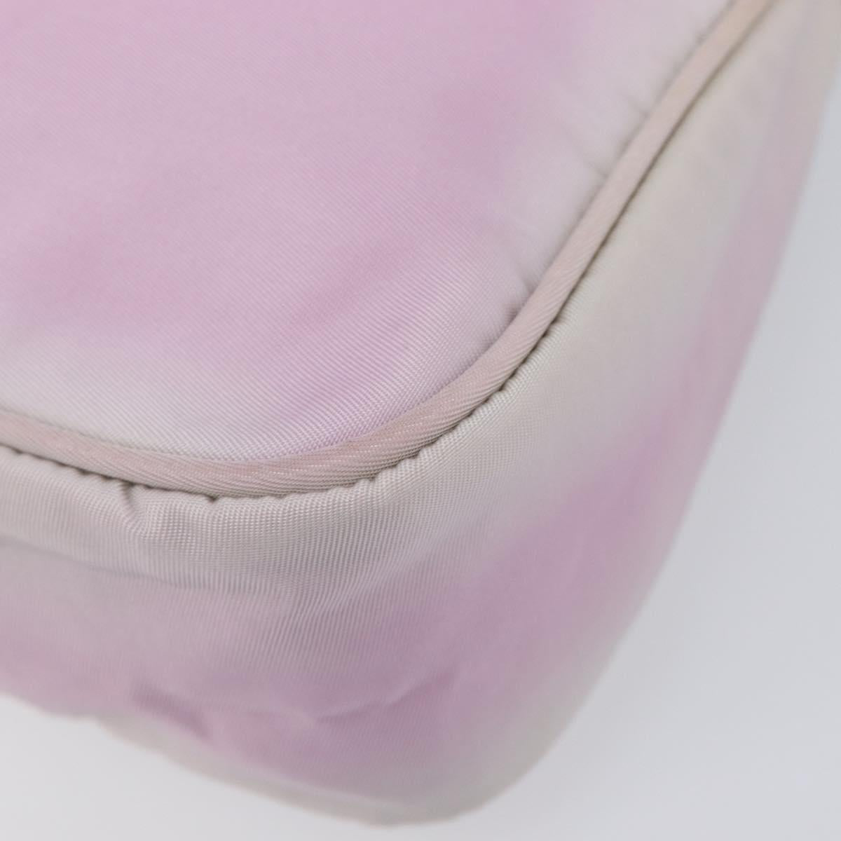 PRADA Accessory Pouch Nylon Pink Silver Auth 207483