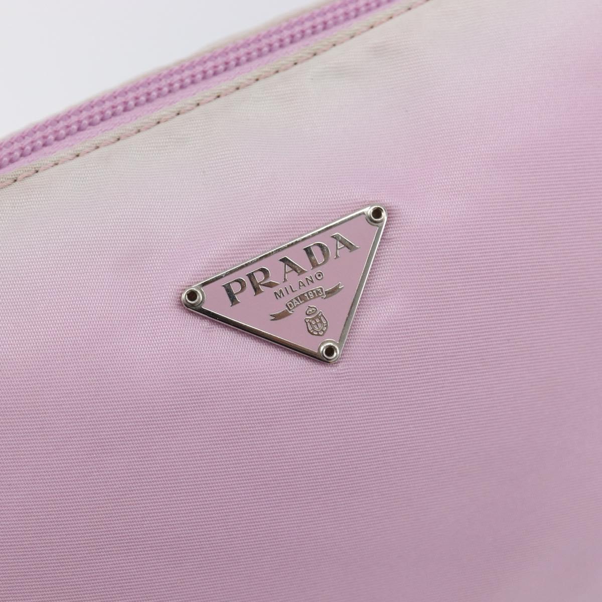 PRADA Accessory Pouch Nylon Pink Silver Auth 207483