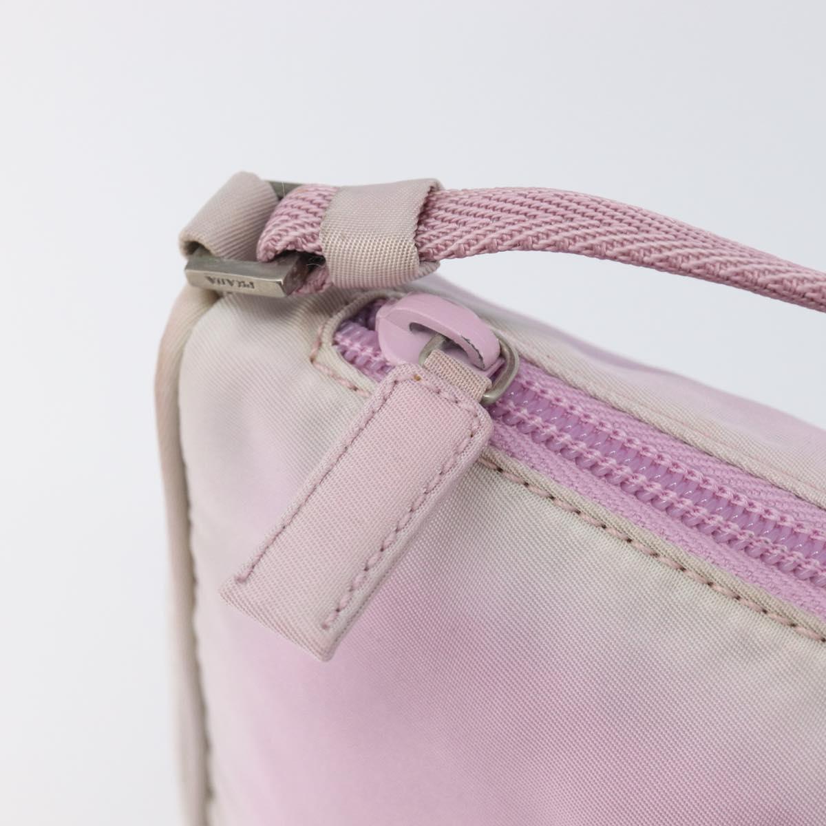 PRADA Accessory Pouch Nylon Pink Silver Auth 207483