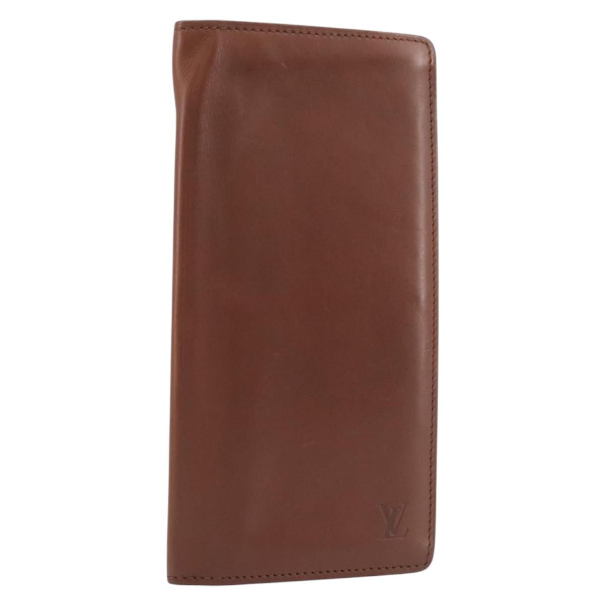 LOUIS VUITTON Portefeuille Braza Long Wallet Calf Skin Brown M61693 Auth 207485V