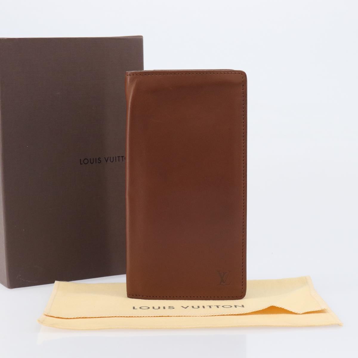 LOUIS VUITTON Portefeuille Braza Long Wallet Calf Skin Brown M61693 Auth 207485V